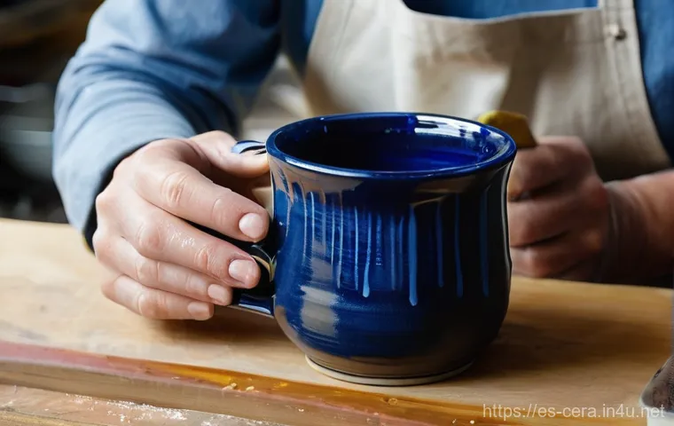 미술세라믹 이론 및 실습 - **Prompt:** A skilled potter's hands, covered in wet clay, are intensely focused on shaping a beauti...