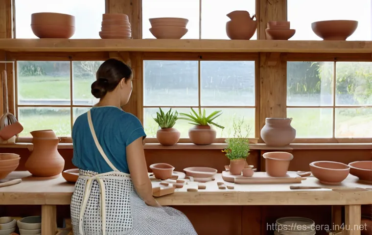 미술세라믹 작업 환경 - Prompt 1: The Artisan's Well-Organized Haven**