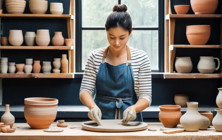 미술세라믹전문가 연봉 - **Prompt 1: "The Dedicated Ceramicist at Work"**
    A serene, sunlit pottery studio with an adult f...