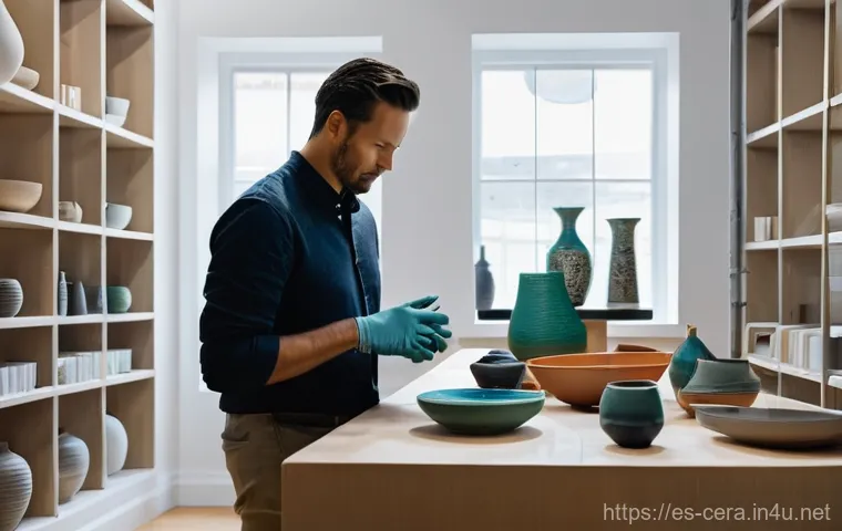 미술세라믹 자격증 취득 과정 - **Prompt:** A serene and focused young woman, in her late 20s, wearing a comfortable apron over a mo...