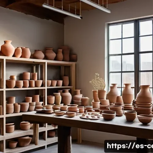 Home 15 미술세라믹 커리어 목표 설정 - A bright and spacious ceramic artist’s workshop in a modern urban setting, featuring a diverse range...