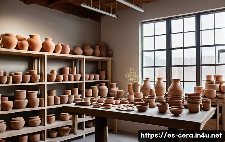 미술세라믹 커리어 목표 설정 - A bright and spacious ceramic artist’s workshop in a modern urban setting, featuring a diverse range...