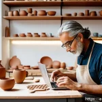 세라믹 직업 전망 - A contemporary ceramic artist&rsquo;s studio featuring a wide array of handcrafted ceramic pieces includin...