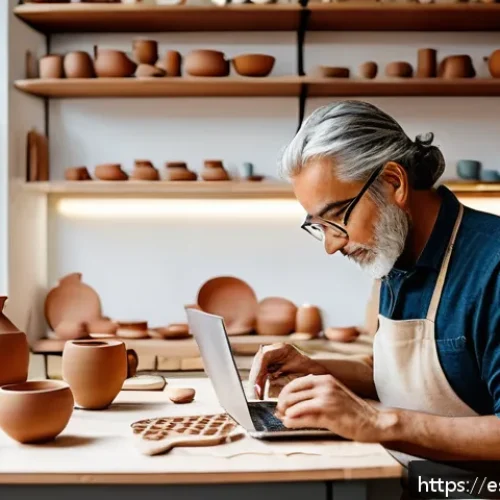 세라믹 직업 전망 - A contemporary ceramic artist&rsquo;s studio featuring a wide array of handcrafted ceramic pieces includin...